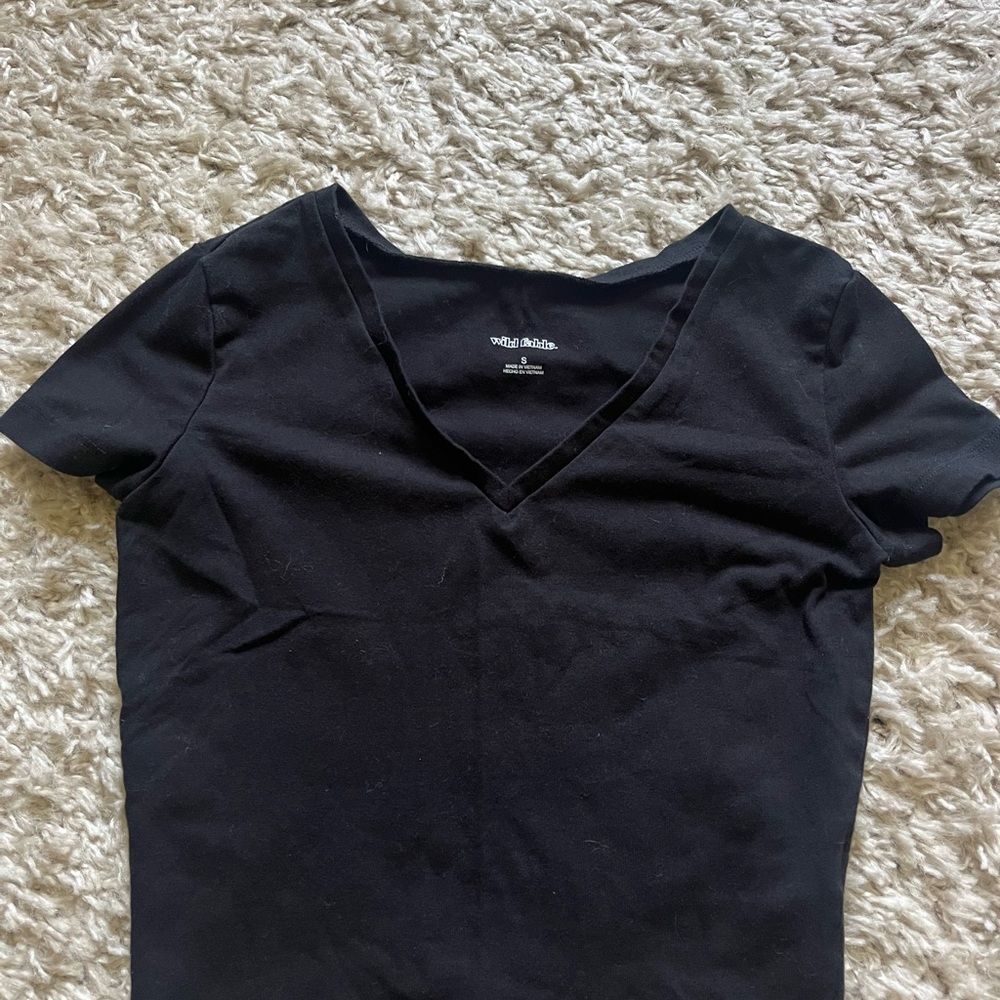 Wild Fable Black V-Neck Crop Top